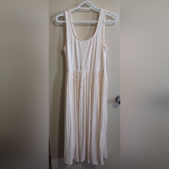 Miller The Label Ivory Balletcore Scoop Neck Pleated Skirt Midi Tank Dress Sz M - Picture 5 of 11